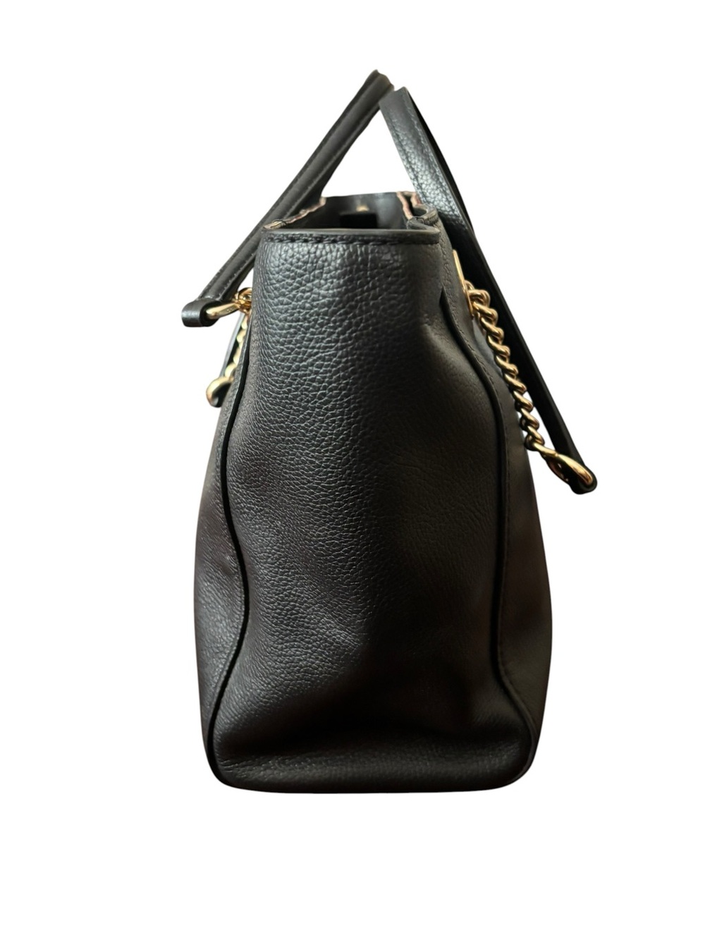 Coach Turnlock Chain Tote 27 Black Pebbled Leather Gold Chain Style 57107 - Picture 5 of 16